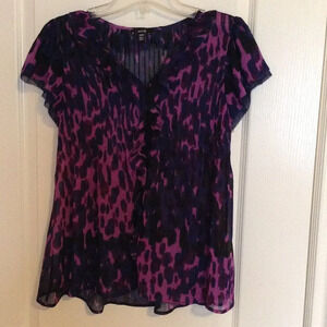 Jacob Women's Sheer Top Blouse Button Down Size TP / XS Short Sleeves Fairy